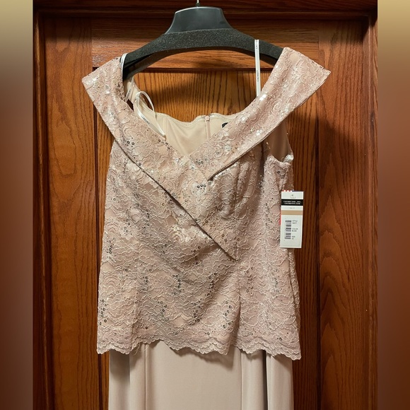 Cachet Blush Beaded Special Occassion Gown Floorlength Off the Shoulder - Picture 3 of 6